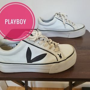Playboy Ladies size 8 White Runners.  Rare